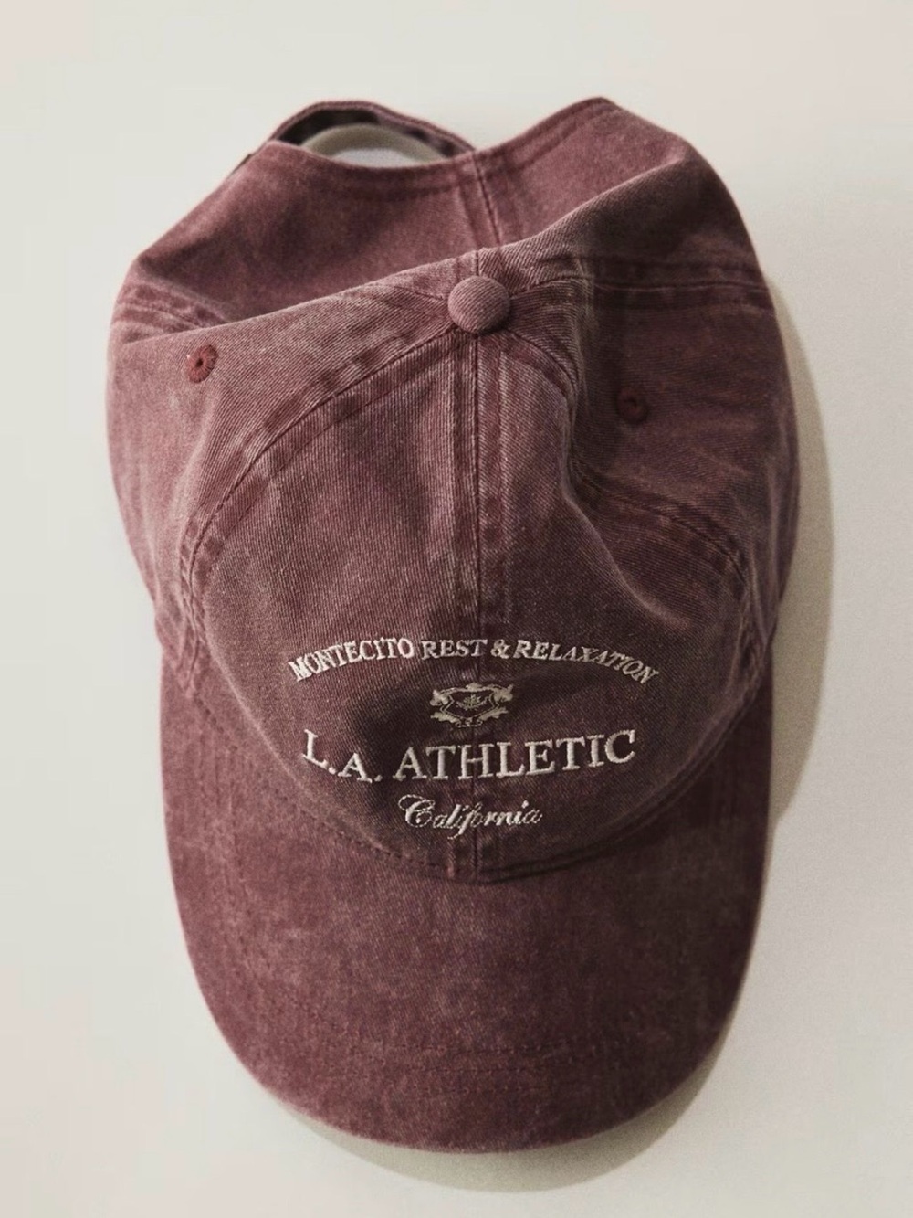 H&M LA Athletic California Ballcap in Burgundy & Cream